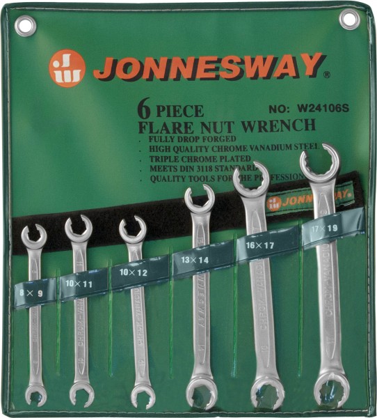 JonnesWay W24106S Набор ключей гаечных разрезных в сумке, 8-19 мм, 6 предметов