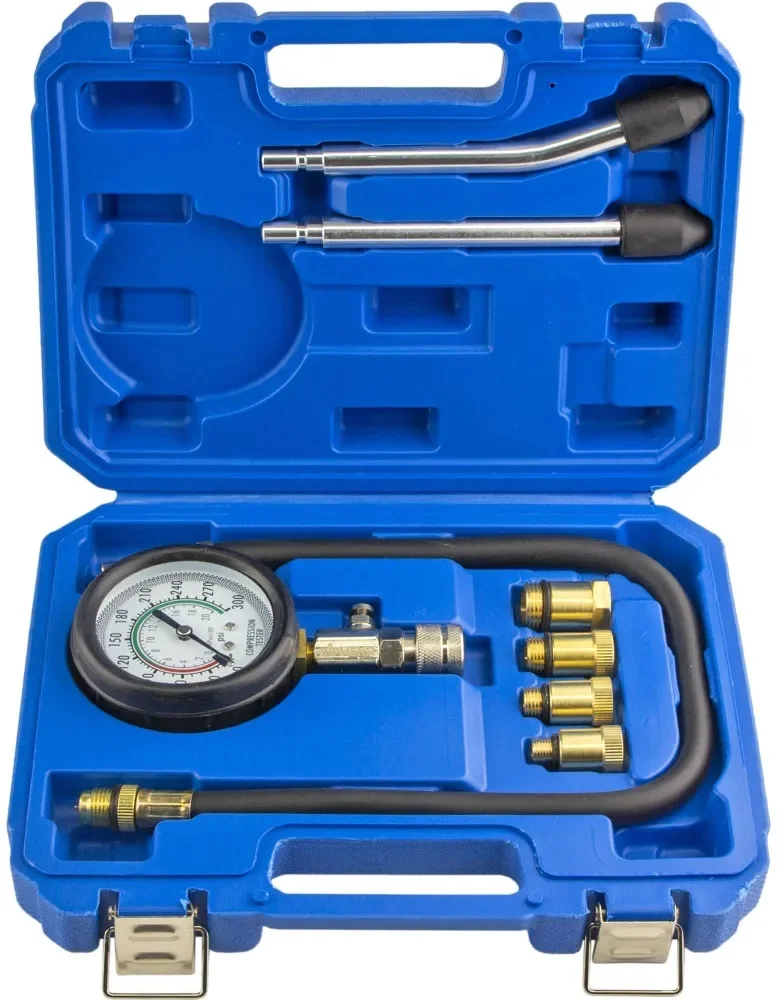 Компрессометр бензиновый универсальный (0–20bar), 8 предметов, ZIPMEND