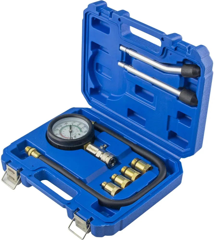 Компрессометр бензиновый универсальный (0–20bar), 8 предметов, ZIPMEND